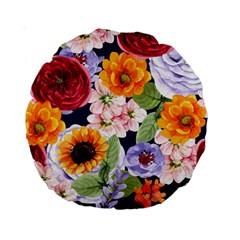 Watercolor Print Floral Design Standard 15  Premium Round Cushions by designsbymallika