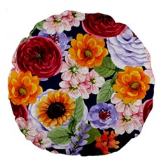 Watercolor Print Floral Design Large 18  Premium Round Cushions by designsbymallika