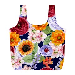 Watercolor Print Floral Design Full Print Recycle Bag (l) by designsbymallika