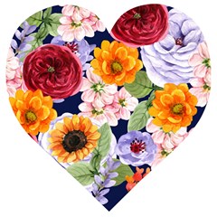 Watercolor Print Floral Design Wooden Puzzle Heart by designsbymallika