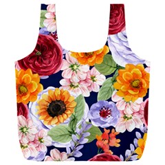 Watercolor Print Floral Design Full Print Recycle Bag (xxl)