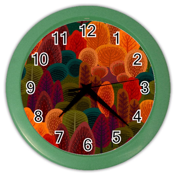 Autumn Trees Color Wall Clock