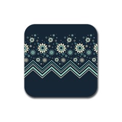 Floral-geometric  Ornament Rubber Square Coaster (4 Pack)  by FloraaplusDesign