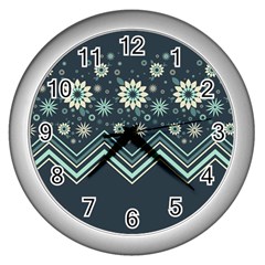 Floral-geometric  Ornament Wall Clock (silver) by FloraaplusDesign