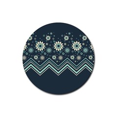 Floral-geometric  Ornament Rubber Round Coaster (4 Pack)  by FloraaplusDesign