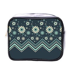 Floral-geometric  Ornament Mini Toiletries Bag (one Side) by FloraaplusDesign