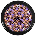 Nostalgic flowers Wall Clock (Black) Front