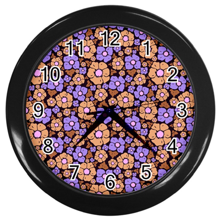 Nostalgic flowers Wall Clock (Black)