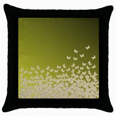 Yellow, Gold Gradient Butterflies Pattern, Cute Insects Theme Throw Pillow Case (black)