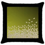 Yellow, gold Gradient Butterflies pattern, cute insects theme Throw Pillow Case (Black) Front