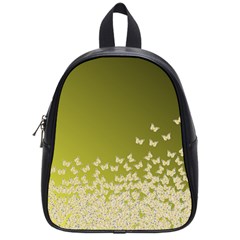 Yellow, Gold Gradient Butterflies Pattern, Cute Insects Theme School Bag (small) by Casemiro