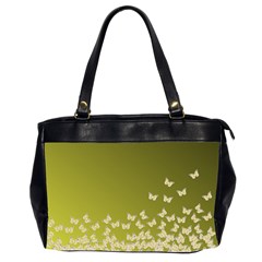 Yellow, Gold Gradient Butterflies Pattern, Cute Insects Theme Oversize Office Handbag (2 Sides) by Casemiro