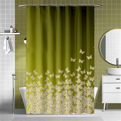 Yellow, Gold Gradient Butterflies Pattern, Cute Insects Theme Shower Curtain 48  X 72  (small)  by Casemiro