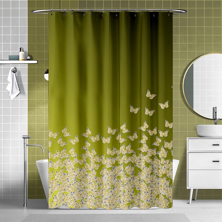 Yellow, gold Gradient Butterflies pattern, cute insects theme Shower Curtain 48  x 72  (Small) 