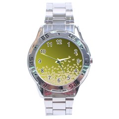 Yellow, Gold Gradient Butterflies Pattern, Cute Insects Theme Stainless Steel Analogue Watch by Casemiro