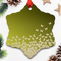 Yellow, Gold Gradient Butterflies Pattern, Cute Insects Theme Ornament (snowflake) by Casemiro