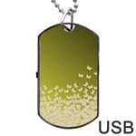 Yellow, gold Gradient Butterflies pattern, cute insects theme Dog Tag USB Flash (Two Sides) Front