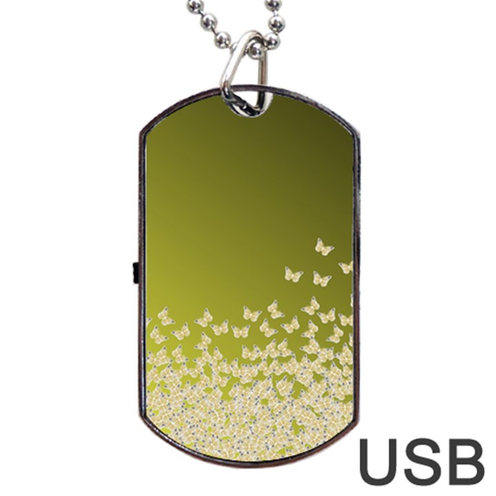 Yellow, gold Gradient Butterflies pattern, cute insects theme Dog Tag USB Flash (Two Sides)