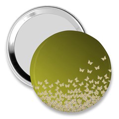 Yellow, Gold Gradient Butterflies Pattern, Cute Insects Theme 3  Handbag Mirrors by Casemiro