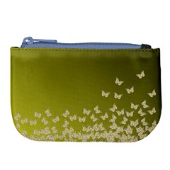 Yellow, Gold Gradient Butterflies Pattern, Cute Insects Theme Large Coin Purse by Casemiro