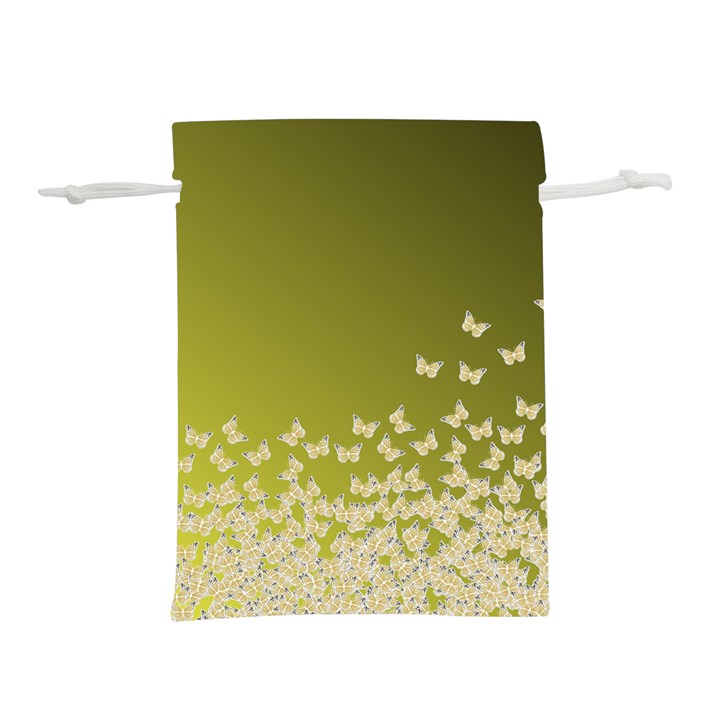 Yellow, gold Gradient Butterflies pattern, cute insects theme Lightweight Drawstring Pouch (M)