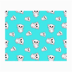 Azure Blue And Crazy Kitties Pattern, Cute Kittens, Cartoon Cats Theme Small Glasses Cloth by Casemiro