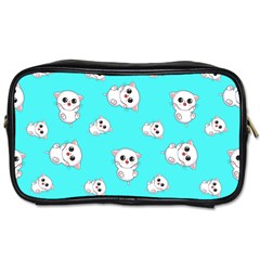 Azure Blue And Crazy Kitties Pattern, Cute Kittens, Cartoon Cats Theme Toiletries Bag (one Side) by Casemiro