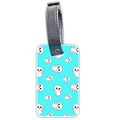 Azure Blue And Crazy Kitties Pattern, Cute Kittens, Cartoon Cats Theme Luggage Tag (two Sides) by Casemiro