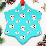 Azure blue and Crazy kitties pattern, cute kittens, cartoon cats theme Ornament (Snowflake) Front