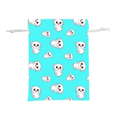 Azure Blue And Crazy Kitties Pattern, Cute Kittens, Cartoon Cats Theme Lightweight Drawstring Pouch (l) by Casemiro