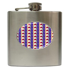 Colorful Triangles Pattern, Retro Style Theme, Geometrical Tiles, Blocks Hip Flask (6 Oz) by Casemiro