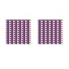 Colorful Triangles Pattern, Retro Style Theme, Geometrical Tiles, Blocks Cufflinks (square) by Casemiro