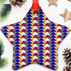 Colorful Triangles Pattern, Retro Style Theme, Geometrical Tiles, Blocks Star Ornament (two Sides) by Casemiro