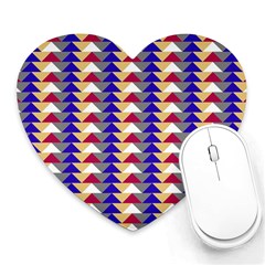 Colorful Triangles Pattern, Retro Style Theme, Geometrical Tiles, Blocks Heart Mousepads by Casemiro