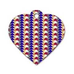 Colorful Triangles Pattern, Retro Style Theme, Geometrical Tiles, Blocks Dog Tag Heart (one Side) by Casemiro