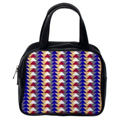 Colorful Triangles Pattern, Retro Style Theme, Geometrical Tiles, Blocks Classic Handbag (one Side) by Casemiro