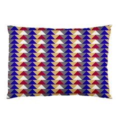 Colorful Triangles Pattern, Retro Style Theme, Geometrical Tiles, Blocks Pillow Case by Casemiro