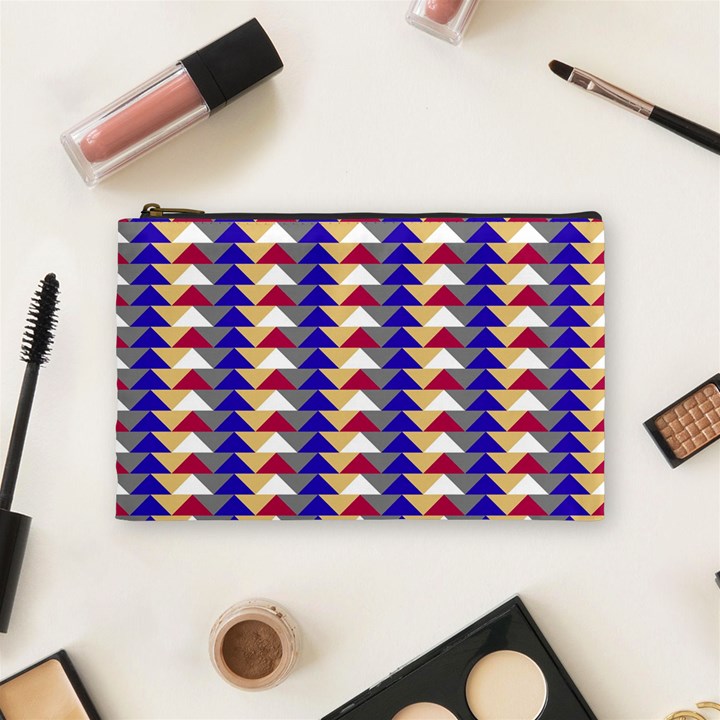 Colorful triangles pattern, retro style theme, geometrical tiles, blocks Cosmetic Bag (Medium)