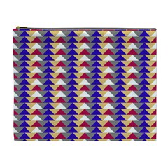 Colorful Triangles Pattern, Retro Style Theme, Geometrical Tiles, Blocks Cosmetic Bag (xl) by Casemiro