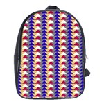 Colorful triangles pattern, retro style theme, geometrical tiles, blocks School Bag (Large) Front