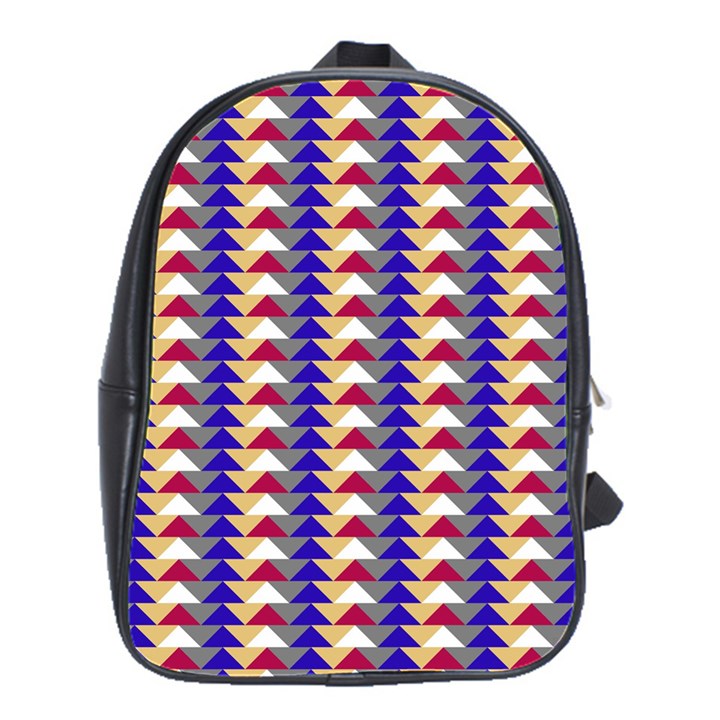 Colorful triangles pattern, retro style theme, geometrical tiles, blocks School Bag (Large)