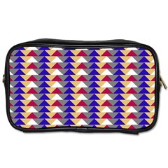 Colorful Triangles Pattern, Retro Style Theme, Geometrical Tiles, Blocks Toiletries Bag (one Side) by Casemiro