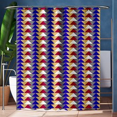 Colorful Triangles Pattern, Retro Style Theme, Geometrical Tiles, Blocks Shower Curtain 60  X 72  (medium)  by Casemiro