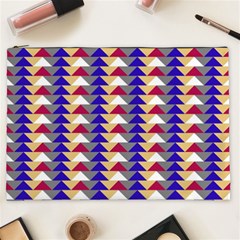 Colorful Triangles Pattern, Retro Style Theme, Geometrical Tiles, Blocks Cosmetic Bag (xxl) by Casemiro