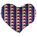 Colorful triangles pattern, retro style theme, geometrical tiles, blocks Large 19  Premium Heart Shape Cushions Front