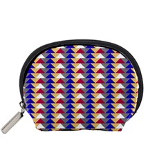 Colorful Triangles Pattern, Retro Style Theme, Geometrical Tiles, Blocks Accessory Pouch (small) by Casemiro