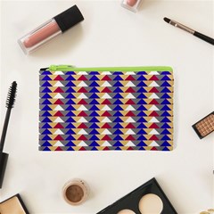 Colorful Triangles Pattern, Retro Style Theme, Geometrical Tiles, Blocks Cosmetic Bag (xs) by Casemiro