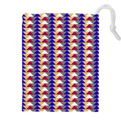 Colorful Triangles Pattern, Retro Style Theme, Geometrical Tiles, Blocks Drawstring Pouch (5xl) by Casemiro