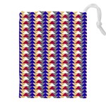 Colorful triangles pattern, retro style theme, geometrical tiles, blocks Drawstring Pouch (5XL) Front