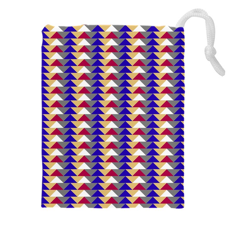 Colorful triangles pattern, retro style theme, geometrical tiles, blocks Drawstring Pouch (5XL)